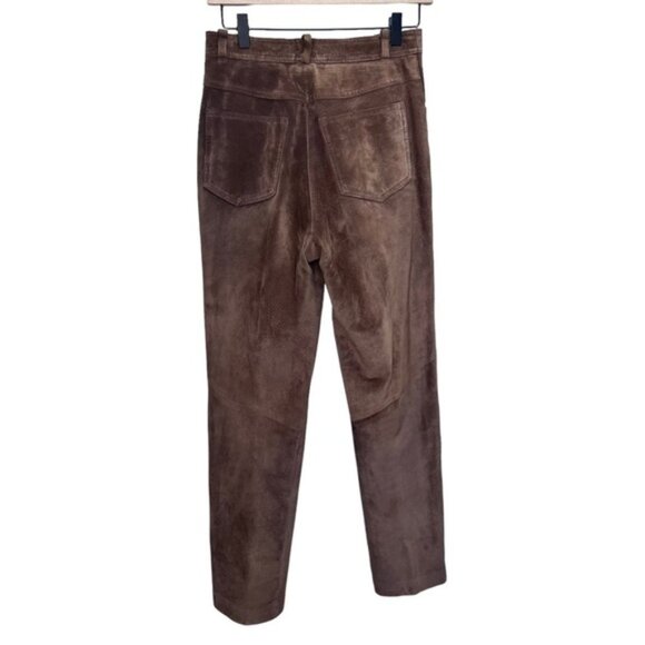 Danier Brown Suede Leather Straight Leg Pants Size 8 - Picture 2 of 16